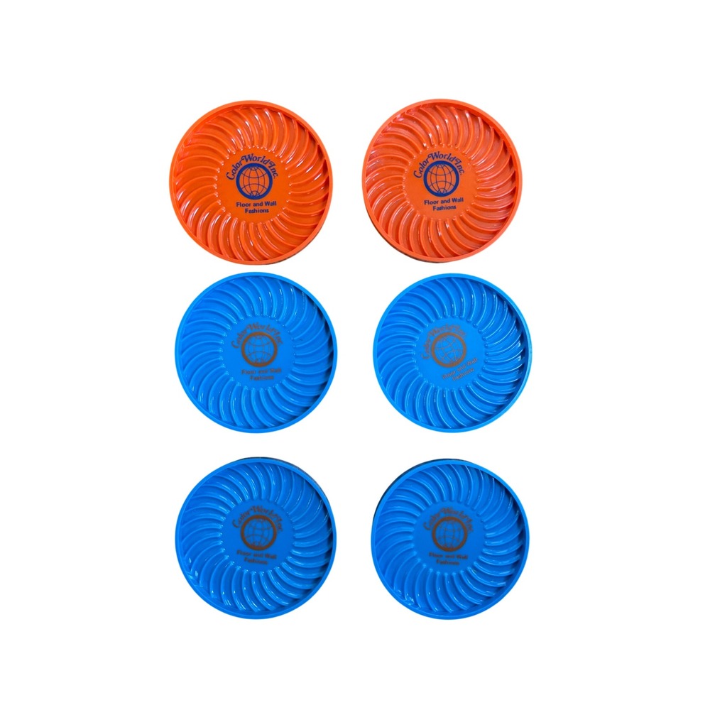 Vintage Ritepoint USA Plastic Coasters Set of 6 Color World Inc / Orange & Blue‎